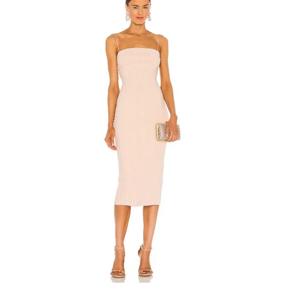 Misha X Revolve Bodycon Midi Dress Spaghetti Straps Size 2 Irisa Dress Pink NWOT - Picture 2 of 8